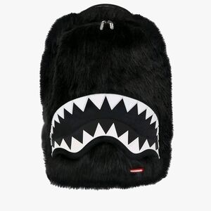 ***SOLD*** Sprayground Black Furry Backpack with Shark Graphic NWT!